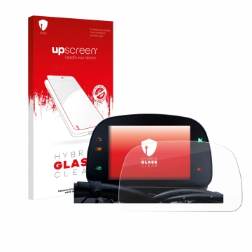 Front side of a product packaging with the brand logo upscreen. Next to it is the device Moto Morini Seiemmezzo TFT Display 5