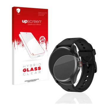 Front side of a product packaging with the brand logo upscreen. Next to it is the device Mobvoi TicWatch Pro 5 shown with the 