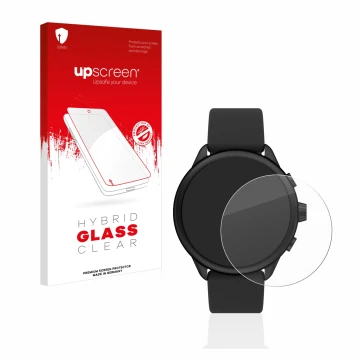 Front side of a product packaging with the brand logo upscreen. Next to it is the device Fossil Smartwatch Wellness (Gen 6) Hy