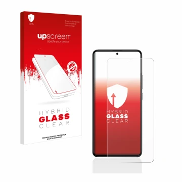 Front side of a product packaging with the brand logo upscreen. Next to it is the device Xiaomi Poco F5 Pro shown with the cor