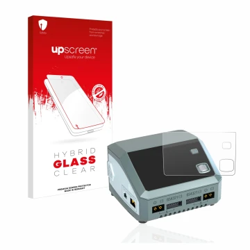 Front side of a product packaging with the brand logo upscreen. Next to it is the device SkyRc D200 neo shown with the corresp