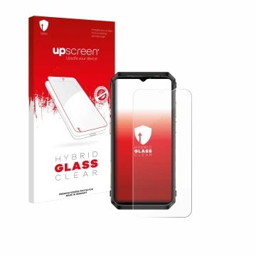Front side of a product packaging with the brand logo upscreen. Next to it is the device Ulefone Power Armor 19T shown with th