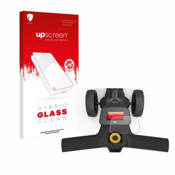 Front side of a product packaging with the brand logo upscreen. Next to it is the device PowaKaddy FX3 shown with the correspo