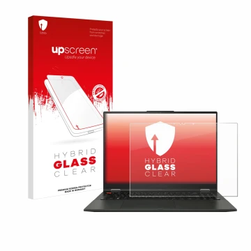 Front side of a product packaging with the brand logo upscreen. Next to it is the device ASUS Vivobook S 16 Flip OLED TP3604 s