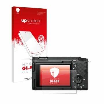 Front side of a product packaging with the brand logo upscreen. Next to it is the device Sony Alpha ZV-E1 shown with the corre