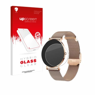 Front side of a product packaging with the brand logo upscreen. Next to it is the device Xcoast X-Watch Siona 2 shown with the