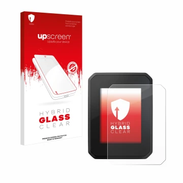 Front side of a product packaging with the brand logo upscreen. Next to it is the device FIT Display Compact shown with the co