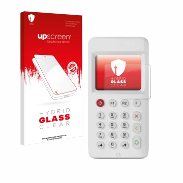 Front side of a product packaging with the brand logo upscreen. Next to it is the device myPOS Go 2 shown with the correspondi
