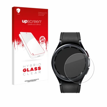 Front side of a product packaging with the brand logo upscreen. Next to it is the device Samsung Galaxy Watch 6 Classic (47 mm
