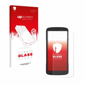 Front side of a product packaging with the brand logo upscreen. Next to it is the device Zebra TC27 shown with the correspondi