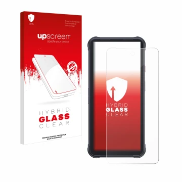 Front side of a product packaging with the brand logo upscreen. Next to it is the device Cubot King Kong Power shown with the 