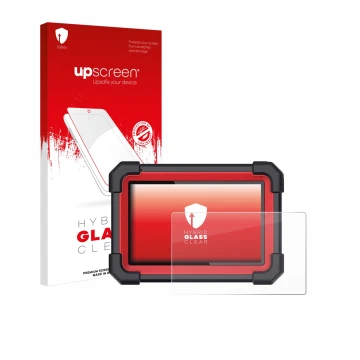 Front side of a product packaging with the brand logo upscreen. Next to it is the device Launch X-431 CRP 919E BT shown with t