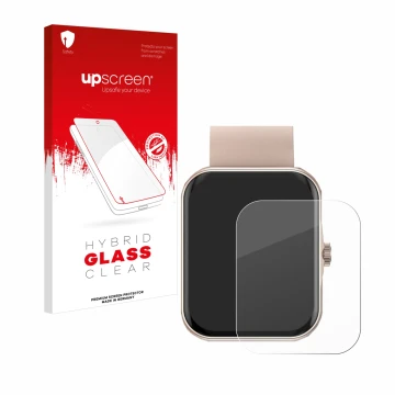 Front side of a product packaging with the brand logo upscreen. Next to it is the device Mutoy Smartwatch 1.83