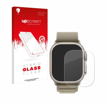 Front side of a product packaging with the brand logo upscreen. Next to it is the device Apple Watch Ultra 2 (49 mm) shown wit