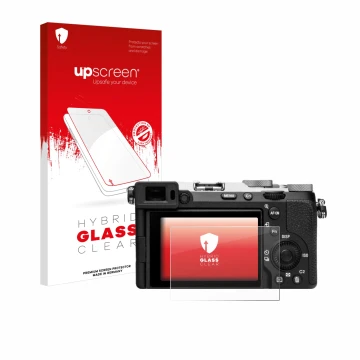 Front side of a product packaging with the brand logo upscreen. Next to it is the device Sony Alpha 7C II (ILCE-7CM2) shown wi