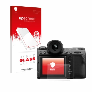 Front side of a product packaging with the brand logo upscreen. Next to it is the device Fujifilm GFX100 II shown with the cor