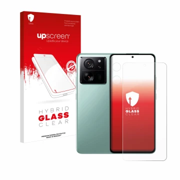 Front side of a product packaging with the brand logo upscreen. Next to it is the device Xiaomi 13T Pro (Front+Camera) shown w