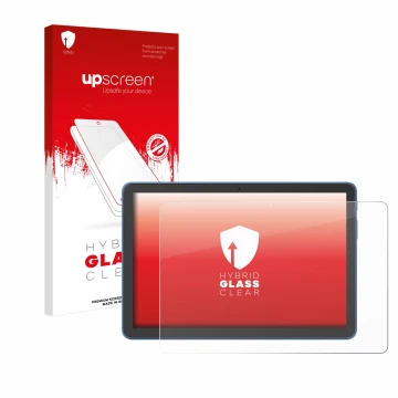 Front side of a product packaging with the brand logo upscreen. Next to it is the device Amazon Fire HD 10 2023 (13th. Gen.) s