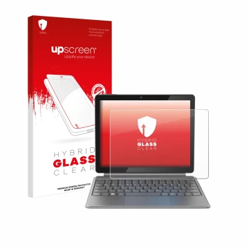 Front side of a product packaging with the brand logo upscreen. Next to it is the device Alldocube iWork 20 Pro shown with the
