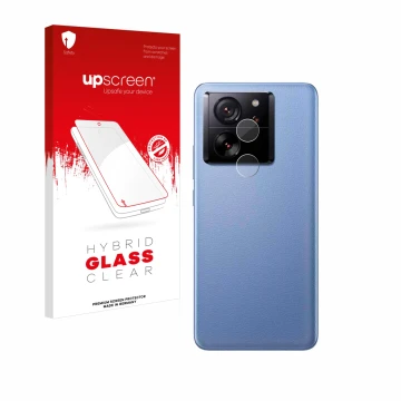Front side of a product packaging with the brand logo upscreen. Next to it is the device Xiaomi 13T (ONLY Camera Lens) shown w