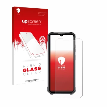 Front side of a product packaging with the brand logo upscreen. Next to it is the device Oukitel WP28 shown with the correspon