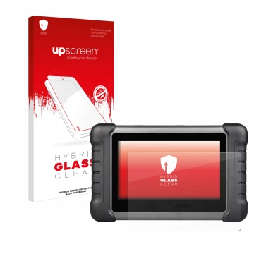 Front side of a product packaging with the brand logo upscreen. Next to it is the device Autel MaxiCheck MX808s shown with the