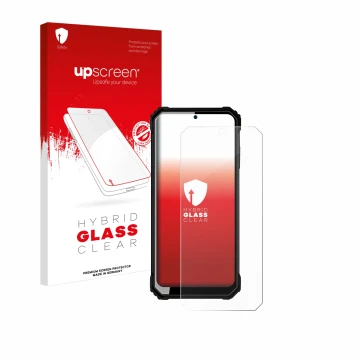 Front side of a product packaging with the brand logo upscreen. Next to it is the device Oukitel WP23 shown with the correspon