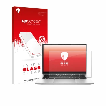 Front side of a product packaging with the brand logo upscreen. Next to it is the device HP EliteBook 845 G10 shown with the c