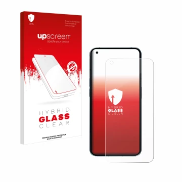 Front side of a product packaging with the brand logo upscreen. Next to it is the device Nothing Phone (1) (case-friendly) sho