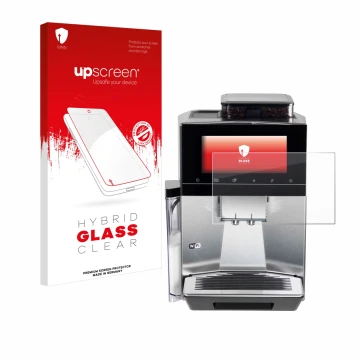 Front side of a product packaging with the brand logo upscreen. Next to it is the device Siemens EQ900 TQ903D03 shown with the