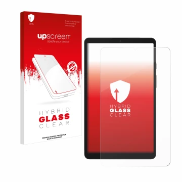 Front side of a product packaging with the brand logo upscreen. Next to it is the device Samsung Galaxy Tab A9 WiFi shown with