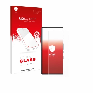 Front side of a product packaging with the brand logo upscreen. Next to it is the device ZTE Nubia Red Magic 9 Pro shown with 