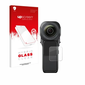 Front side of a product packaging with the brand logo upscreen. Next to it is the device Insta360 One RS 1-Zoll 360 shown with