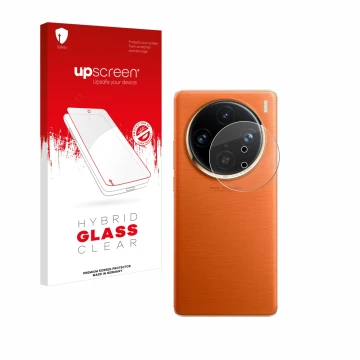 Front side of a product packaging with the brand logo upscreen. Next to it is the device Vivo X100 Pro (ONLY Camera Lens) show