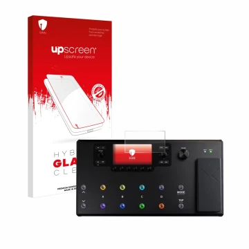 Front side of a product packaging with the brand logo upscreen. Next to it is the device Line 6 Helix LT shown with the corres