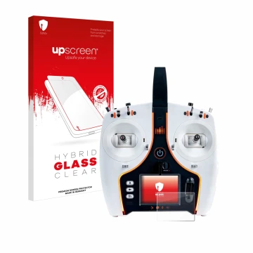 Front side of a product packaging with the brand logo upscreen. Next to it is the device Spektrum NX7e shown with the correspo