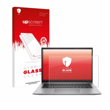 Front side of a product packaging with the brand logo upscreen. Next to it is the device HP Zbook Firefly 14 G10 shown with th