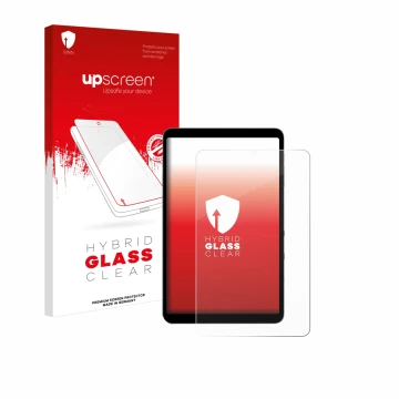 Front side of a product packaging with the brand logo upscreen. Next to it is the device Alldocube iPlay 50 mini Pro shown wit