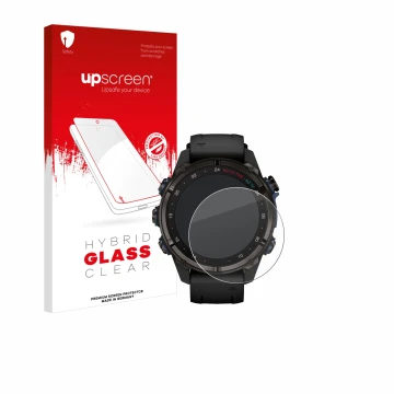 Front side of a product packaging with the brand logo upscreen. Next to it is the device Garmin Descent Mk3i (43 mm) shown wit
