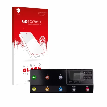 Front side of a product packaging with the brand logo upscreen. Next to it is the device Line 6 hx stomp XL shown with the cor