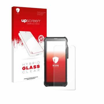 Front side of a product packaging with the brand logo upscreen. Next to it is the device RugGear RG880 shown with the correspo