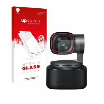 Front side of a product packaging with the brand logo upscreen. Next to it is the device OBSBOT Tiny 2 shown with the correspo