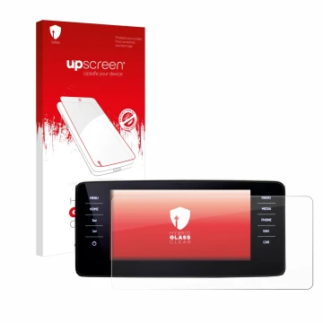 Front side of a product packaging with the brand logo upscreen. Next to it is the device Skoda Kamiq 2021 shown with the corre