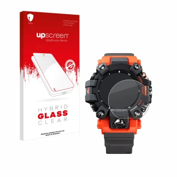 Front side of a product packaging with the brand logo upscreen. Next to it is the device Casio G-Shock GW-9500 shown with the 