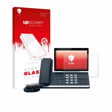 Front side of a product packaging with the brand logo upscreen. Next to it is the device Yealink SIP-T57W shown with the corre