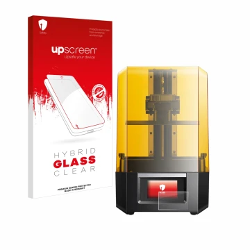 Front side of a product packaging with the brand logo upscreen. Next to it is the device Anycubic Photon Mono M5s shown with t
