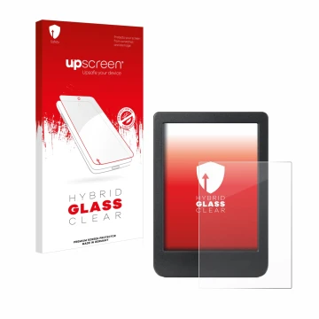 Front side of a product packaging with the brand logo upscreen. Next to it is the device Kobo Clara Colour shown with the corr