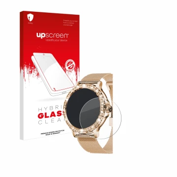 Front side of a product packaging with the brand logo upscreen. Next to it is the device walkbee Smartwatch 1.3
