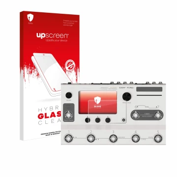 Front side of a product packaging with the brand logo upscreen. Next to it is the device Hotone Ampero II Stage shown with the