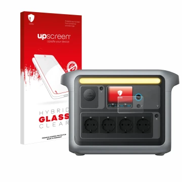 Front side of a product packaging with the brand logo upscreen. Next to it is the device Anker SOLIX C1000X shown with the cor
